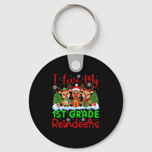I Liebe meine 1. Klasse Rentiers Weihnachtslehrer  Schlüsselanhänger