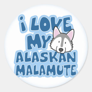 I Liebe meine alaskischer Malamute-Aufkleber Runder Aufkleber