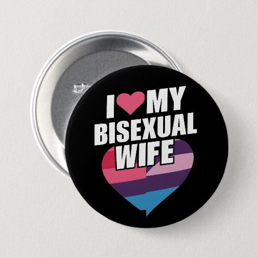I Liebe Meine bisexuelle Ehefrau Bi Pride Bisexual Button (Vorne & Hinten)