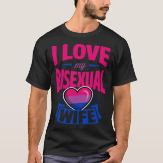 I Liebe Meine Bisexuelle Ehefrau Niedlich Bi Pride T-Shirt