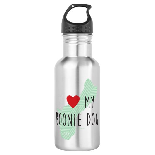 I Liebe meine Boonie Hundewasser-Flasche (Grün) Edelstahlflasche (Vorderseite)