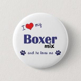 I Liebe meine Boxer-Mischung (männlicher Hund) Button
