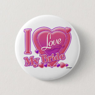 I Liebe Meine Braut rosa/lila - Herz Button