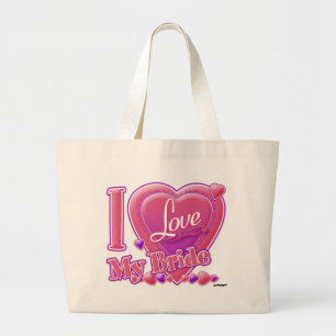 I Liebe Meine Braut rosa/lila - Herz Jumbo Stoffbeutel