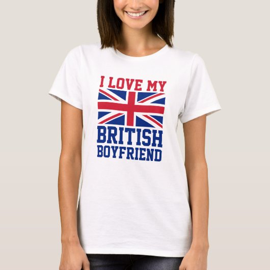 I Liebe Meine britische Boyfriend UK Flag Ladys T T-Shirt (Vorderseite)