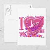 I Liebe Meine Brüder rosa/lila - Herz Postkarte (Vorne/Hinten)
