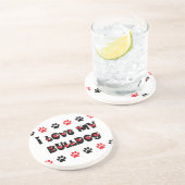 I Liebe meine Bulldogge Sandstein Untersetzer (Seite)