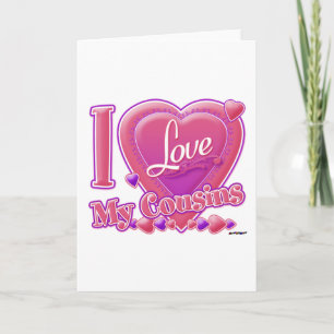 I Liebe Meine Cousins rosa/lila - Herz Feiertagskarte