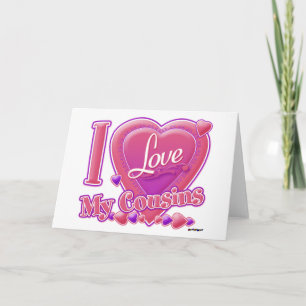 I Liebe Meine Cousins rosa/lila - Herz Feiertagskarte
