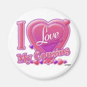 I Liebe Meine Cousins rosa/lila - Herz Magnet