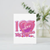 I Liebe Meine Cousins rosa/lila - Herz Postkarte (Stehend Vorderseite)