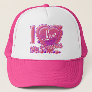 I Liebe Meine Cousins rosa/lila - Herz Truckerkappe