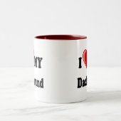 I Liebe meine Dackel-Hundegeschenke u. -kleid Zweifarbige Tasse (Mittel)