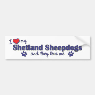 I Liebe meine die Shetlandinseln-Schäferhunde Autoaufkleber