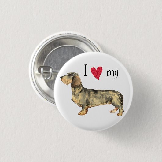 I Liebe meine Drahthaar-Dackel Button (Vorne & Hinten)