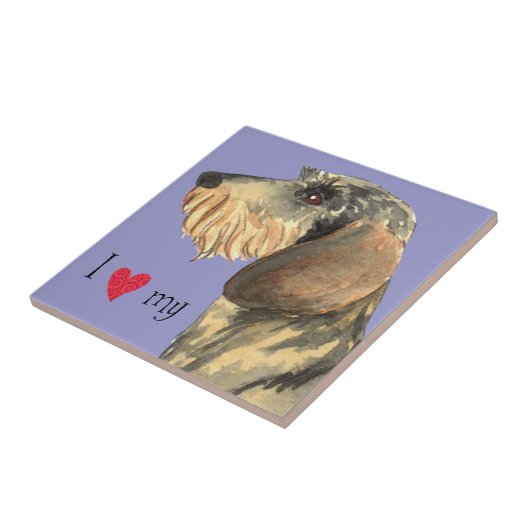 I Liebe meine Drahthaar-Dackel Fliese (Seite)