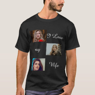 I Liebe Meine Ehefrau Custom 3 Foto Collage Foto  T-Shirt