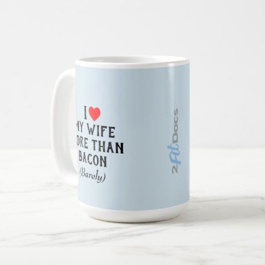 I Liebe meine Ehefrau mehr als Speck-Tassen-Blau Kaffeetasse (Vorderseite Links)