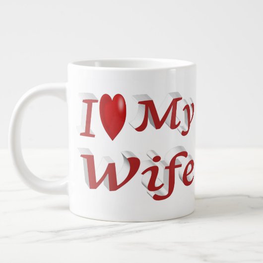 I Liebe Meine Ehefrau niedlicher roter Text Jumbo-Tasse (Links)