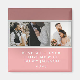 I Liebe Meine Ehefrau Personalisiert 3 Fotos Magnet