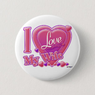 I Liebe Meine Ehefrau rosa/lila - Herz Button