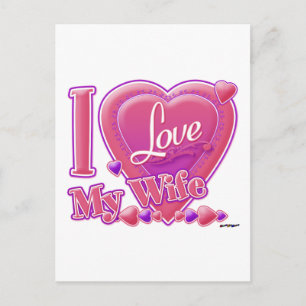 I Liebe Meine Ehefrau rosa/lila - Herz Postkarte