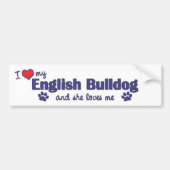 I Liebe meine englische Bulldogge (weiblicher Autoaufkleber (Vorne)