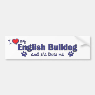 I Liebe meine englische Bulldogge (weiblicher Autoaufkleber