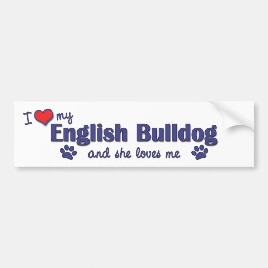 I Liebe meine englische Bulldogge (weiblicher Autoaufkleber (Vorne)