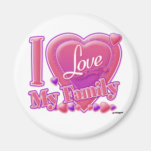 I Liebe Meine Familie rosa/lila - Herz Magnet