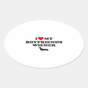I Liebe meine Freund-Dackel Ovaler Aufkleber