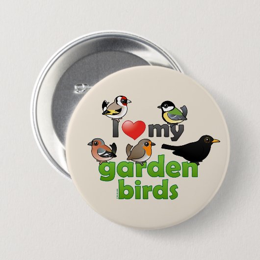 I Liebe meine Garten-Vögel Button (Vorne & Hinten)