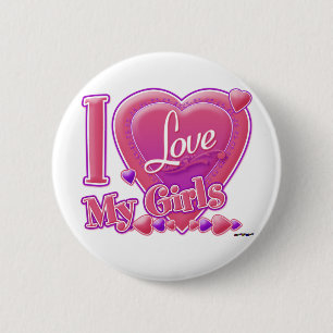 I Liebe Meine Girls rosa/lila - Herz Button