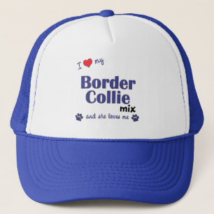 I Liebe meine Grenzcollie-Mischung (weiblicher Truckerkappe