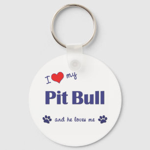 I Liebe meine Grube Stier (männlicher Hund) Schlüsselanhänger