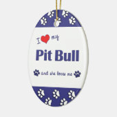 I Liebe meine Grube Stier (weiblicher Hund) Keramik Ornament (Links)