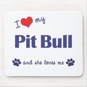 I Liebe meine Grube Stier (weiblicher Hund) Mousepad