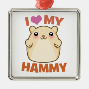 I Liebe meine Hammy Hamster-Feiertags-Verzierung Silbernes Ornament