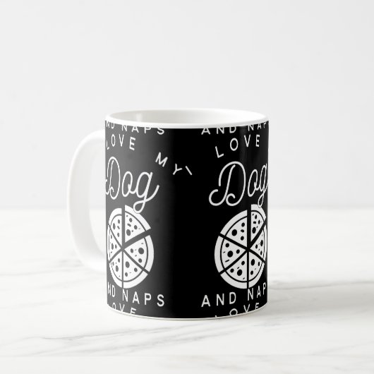 I Liebe meine Hundepizza und -Nickerchen Kaffeetasse (Vorderseite Links)