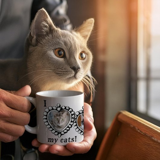 i Liebe meine Katzen 3 Fotos Tasse