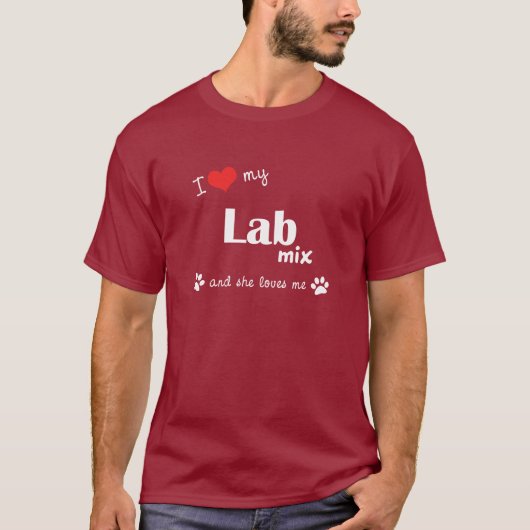 I Liebe meine Labrador-Mischung (weiblicher Hund) T-Shirt (Vorderseite)