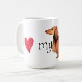 I Liebe meine langhaarige Dackel Kaffeetasse (Vorderseite Links)