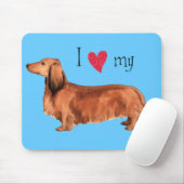I Liebe meine langhaarige Dackel Mousepad (Mit Mouse)