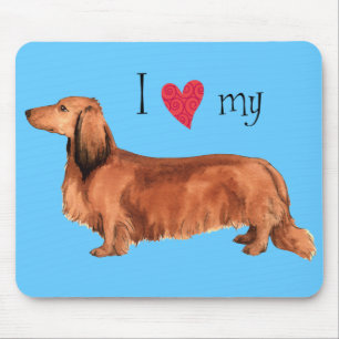 I Liebe meine langhaarige Dackel Mousepad