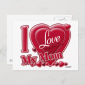 I Liebe Meine Mama rot - Herz Postkarte (Vorne/Hinten)