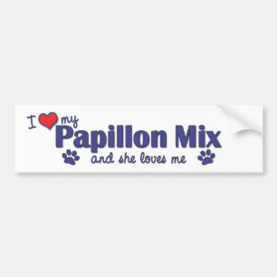 I Liebe meine Papillon Mischung (weiblicher Hund) Autoaufkleber