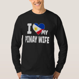 I Liebe Meine Pinay Ehefrau Philippinen Flagge Pin T-Shirt