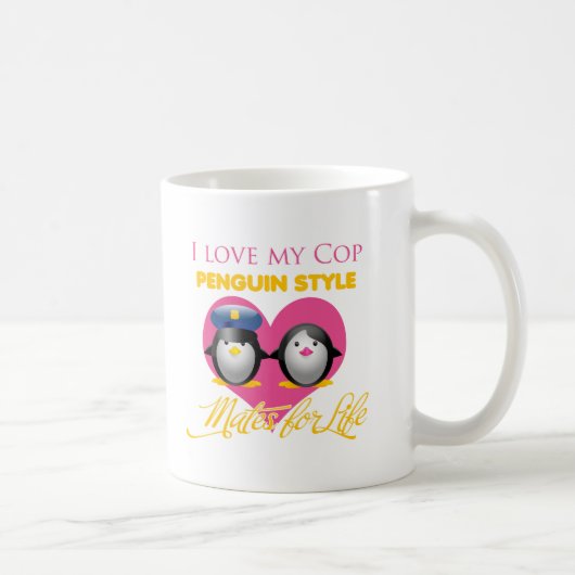 I Liebe meine Polizistpenguin-Art Kaffeetasse (Rechts)
