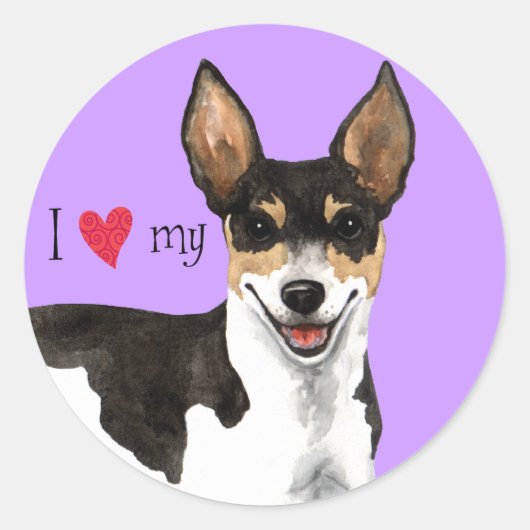 I Liebe meine Rat Terrier Runder Aufkleber (Vorderseite)
