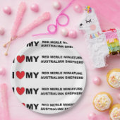 i Liebe meine rote Merle Mini-Wurst Pappteller (Party)